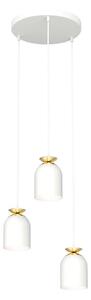 Lampadario Contemporaneo 3 Luci Mnemosyne Base Tonda Acciaio Bianco E Oro