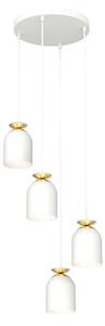 Lampadario Contemporaneo 4 Luci Mnemosyne Base Tonda Acciaio Bianco E Oro