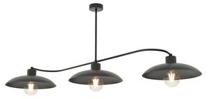 Lampadario Industrial 3 Luci Mnemosyne Acciaio Nero E Diffusori A Cupola