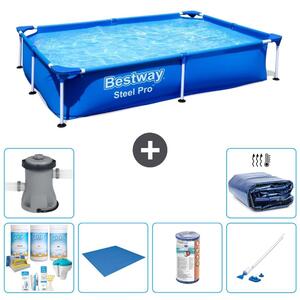 Bestway Steel Pro, piscina rettangolare - 221x150x43 cm - 7 pezzi - Modello S21524