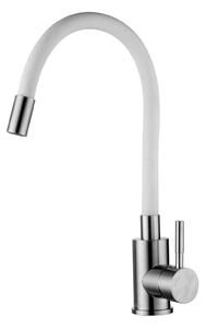 Rubinetto da cucina bianco con bocca flessibile | Rubinetto per lavello | Miscelatore per lavello | Rubinetto monocomando da cucina | Miscelatore monocomando per lavello da cucina