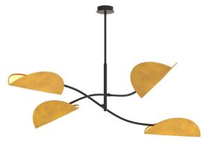 Plafoniera Moderna Pallade Acciaio Nero Arancione 4 Luci E14