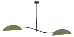 Plafoniera Moderna Pallade Acciaio Nero Verde 2 Luci E14