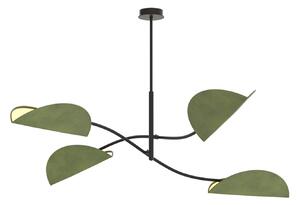 Plafoniera Moderna Pallade Acciaio Nero Verde 4 Luci E14
