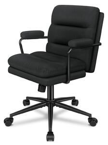 ALFORDSON Sedia ergonomica per computer con supporto lombare Sedia direzionale con braccioli, regolabile in altezza e girevole Comoda sedia da trucco, ciniglia, nera