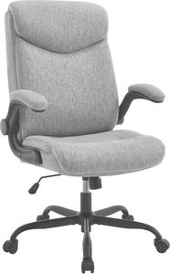 Sedia da ufficio ergonomica EUGAD, poltrona direzionale da 150 kg, sedia girevole con rotelle, braccioli ribaltabili, grigio