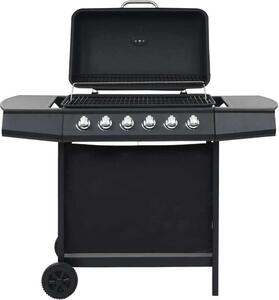 VidaXL Barbecue a gas a 6 fiamme acciaio nero