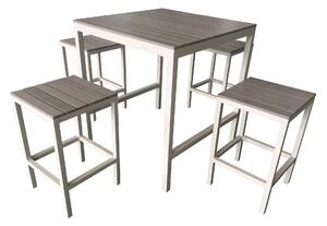 TAURUS - set tavolo bar completo con 4 sgabelli in alluminio