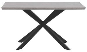 Tavolo da pranzo effetto cemento piano in legno gambe in metallo Nero 140 x 80 cm 6 posti rettangolare industriale Beliani