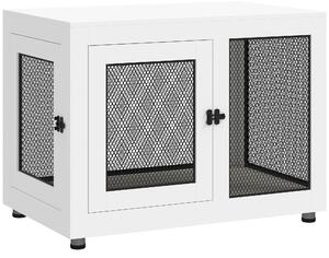 PawHut Casetta per Cani Taglia Grande con 2 Porte Bloccabili e Cuscino Lavabile, 94x60x71.5 cm, Bianco