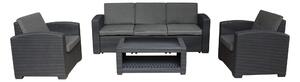 LACUS - salotto da giardino completo di cuscini intreccio in rattan sintetico