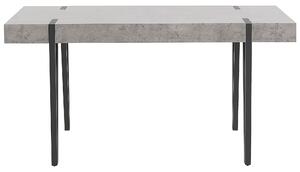Tavolo da pranzo in MDF effetto cemento con gambe a forcella in metallo Nero 150 x 90 cm stile industriale rettangolare Beliani