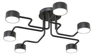 Plafoniera Moderna Opis Acciaio Nero 6 Luci Gx53