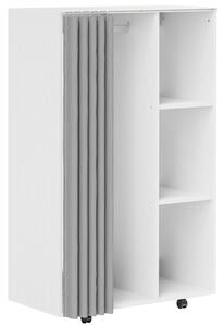 HOMCOM Armadio mobile con 6 ruote 3 scomparti, Guardaroba con Le tende e barra per appendere i vestiti ed ripiani aperti, bianco | Aosom Italy