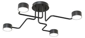 Plafoniera Moderna Opis Acciaio Nero 4 Luci Gx53