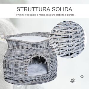 PawHut Cuccia Interno per Cani e Gatti, Design Confortevole e Moderno, Facile Pulizia, 56x37x40cm - Grigio e Bianco