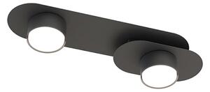 Plafoniera Minimal Wotan Acciaio Nero 2 Luci Gx53