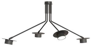 Plafoniera Minimal Mene Acciaio Nero 4 Luci Gx53
