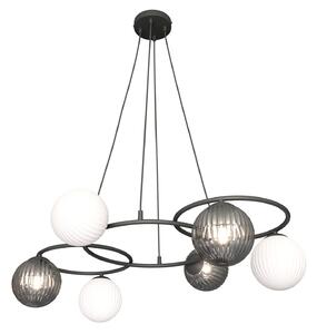 Lampadario Moderno Bel Acciaio Nero 6 Luci E14
