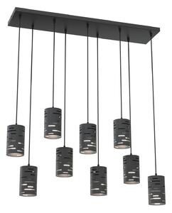 Lampadario Moderno Njoror Acciaio Nero 9 Luci E27