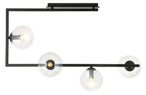 Plafoniera Minimal Yagokoro Acciaio Nero Trasparente 4 Luci E14