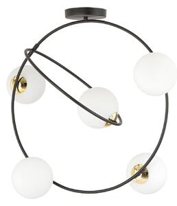 Lampadario Minimal Tsukiyomi Acciaio Nero Oro 5 Luci E14