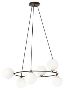 Lampadario Minimal Tsukiyomi Acciaio Nero Oro 6 Luci E14