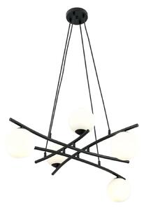 Lampadario Moderno Ubba Acciaio Nero Bianco 5 Luci E14