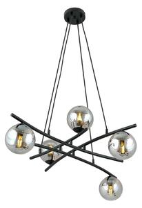 Lampadario Moderno Zarmon Acciaio Nero Grigio 5 Luci E14