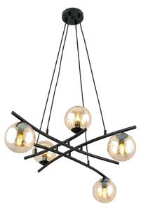 Lampadario Moderno Zarmon Acciaio Nero 5 Luci E14