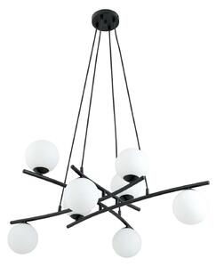 Lampadario Moderno Zarmon Acciaio Nero Bianco 8 Luci E14