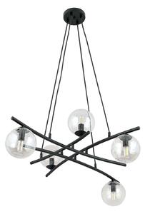 Lampadario Moderno Zarmon Acciaio Nero Trasarente 5 Luci E14