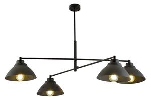 Lampadario Minimal Gemini Acciaio Nero 4 Luci E27