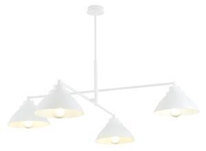 Lampadario Minimal Gemini Acciaio Bianco 4 Luci E27