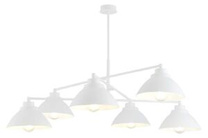 Lampadario Minimal Gemini Acciaio Bianco 6 Luci E27