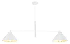 Lampadario Minimal Gemini Acciaio Bianco 2 Luci E27