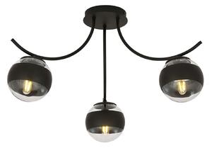 Plafoniera Moderna Polus Acciaio Nero 3 Luci E14