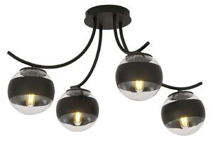 Plafoniera Moderna Polus Acciaio Nero 4 Luci E14