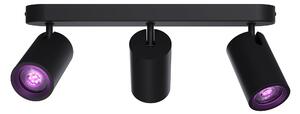Plafoniera LED RGB intelligente Calex, ovale, con 3 faretti, Wi-Fi, Bluetooth, 4.9W, 345 lm, dimmerabile, luce bianca e colorata (2200-4000K), 27cm, Nero opaco, Classe energetica G