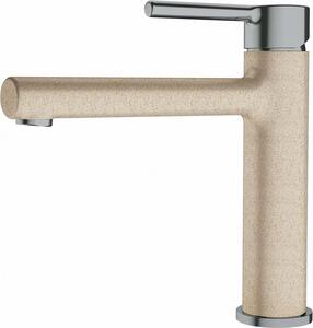 Miscelatore da cucina Franke, modello 115.0621.611, ad alta pressione, con un raggio di rotazione di 150 gradi e getto laminare, finitura in acciaio inossidabile bicolore/beige