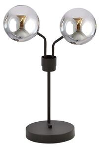 Lampada Da Tavolo Moderna Themis Acciaio Nero Grigio 2 Luci E14