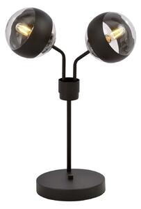 Lampada Da Tavolo Moderna Themis Acciaio Nero Trasparente 2 Luci E14