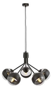 Lampadario Contemporaneo Themis Acciaio Nero 5 Luci E14