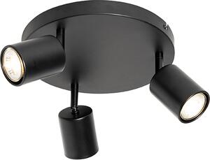 QAZQA - Lampada da soffitto moderna nera regolabile rotonda a 3 fiamme - Java I Soggiorno I Camera da letto - Acciaio rotondo - LED adatto GU10
