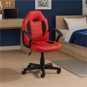 Sedia da scrivania Junior regolabile in altezza, sedia girevole ergonomica, rossa