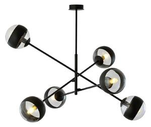 Lampadario Contemporaneo Udden Acciaio Nero 6 Luci E14