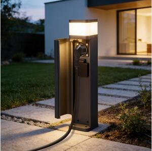 Brilagi -Lampada da esterno con 2 prese SCHUKO PILLAR 1xG9/11W/230V IP44 antracite