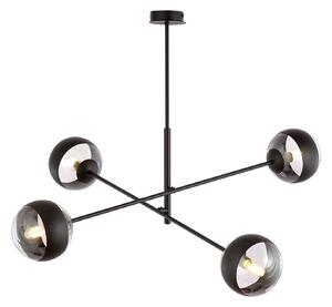 Lampadario Contemporaneo Udden Acciaio Nero 4 Luci E14