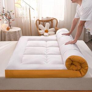 Materasso Futon - Tappetino pieghevole - Soggiorno e sonno - Riempimento traspirante - 120 x 200 cm - Bianco arancione