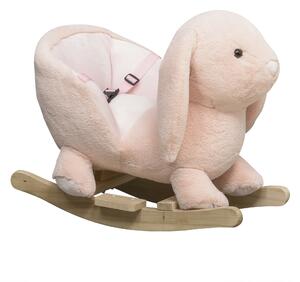 HOMCOM Cavallo a dondolo stile coniglio seduta imbottita con suono 3 LR44 batterie per bambini 18-36 mesi rosa Max.carico 40kg|Aosom